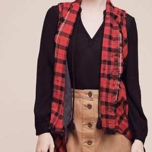 Anthropologie ELEVENSES Red Plaid Vest